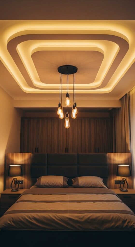 Modern False Ceiling Bedroom Ideas with LED Lights