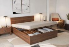 wooden bed hydraulic with storage