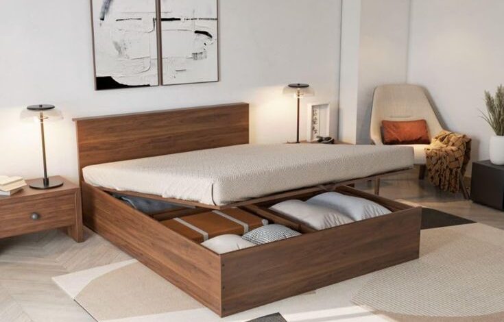 wooden bed hydraulic with storage