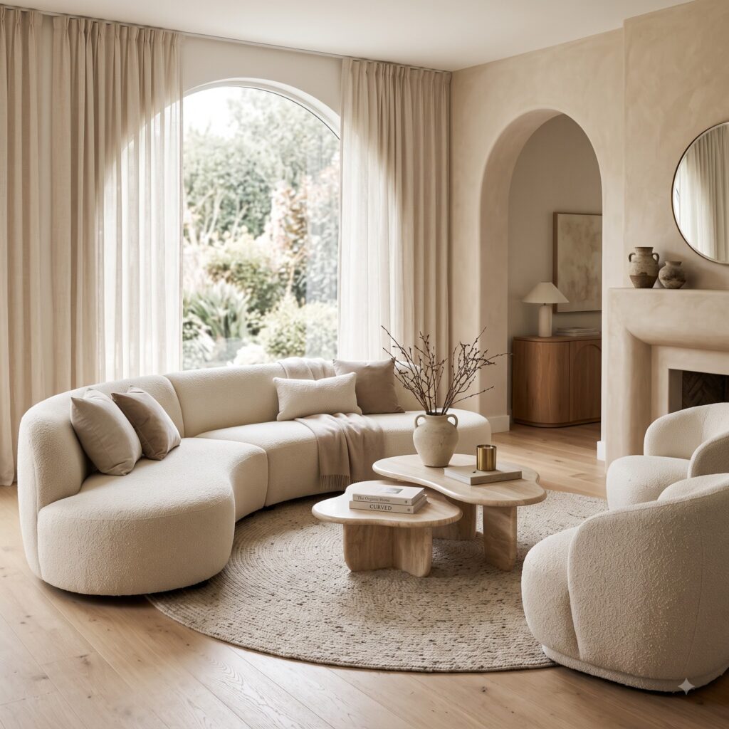 Curved furniture in living room