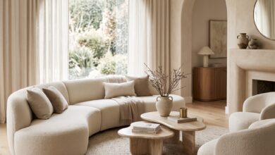 Curved furniture in living room