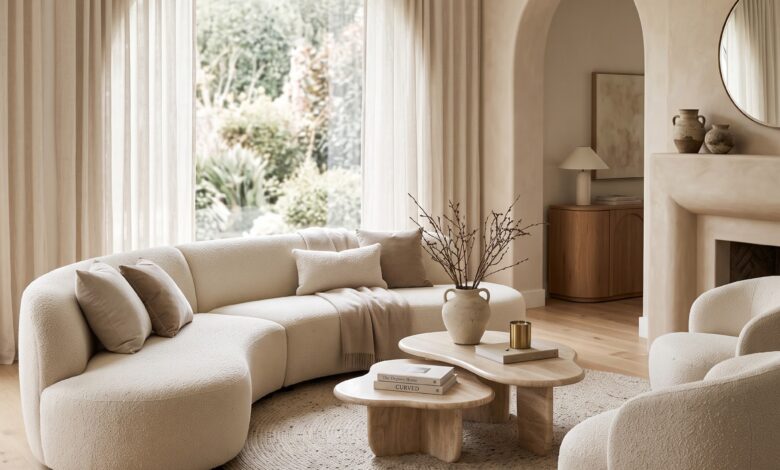 Curved furniture in living room